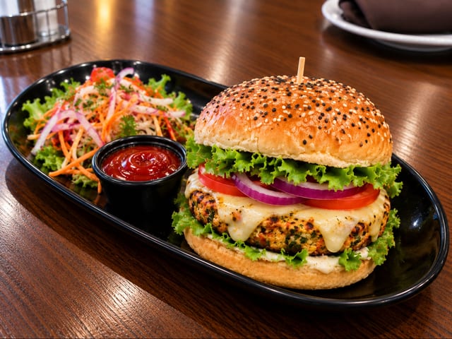 Veggie Chesse Burger Sandwich (No Meat).